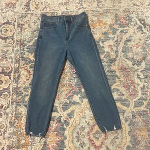 Express slim super high rise wasted medium wash jeans